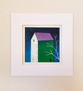 Small House Acrylic Painting on Canvas, Abstract Landscape Art (13x13 cm)