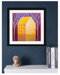 Small Abstract House Painting, Original Acrylic Canvas Art (13x13 cm)