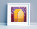 Small Abstract House Painting, Original Acrylic Canvas Art (13x13 cm)