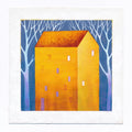 Small House Acrylic Painting on Canvas, Abstract Landscape (13x13 cm)