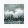 Small Abstract Landscape Painting, Monochrome Forest Art, 5.1x5.1"
