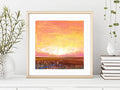 Small Pink Abstract Landscape Painting on Canvas, 5x5 inch Original Art