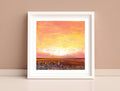 Small Pink Abstract Landscape Painting on Canvas, 5x5 inch Original Art