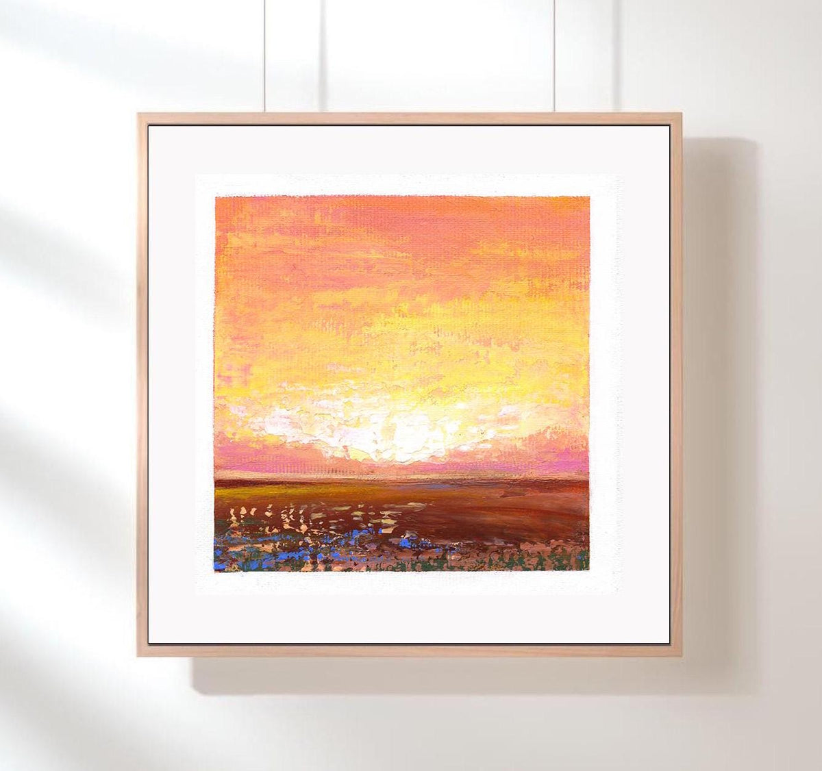 Small Pink Abstract Landscape Painting on Canvas, 5x5 inch Original Art
