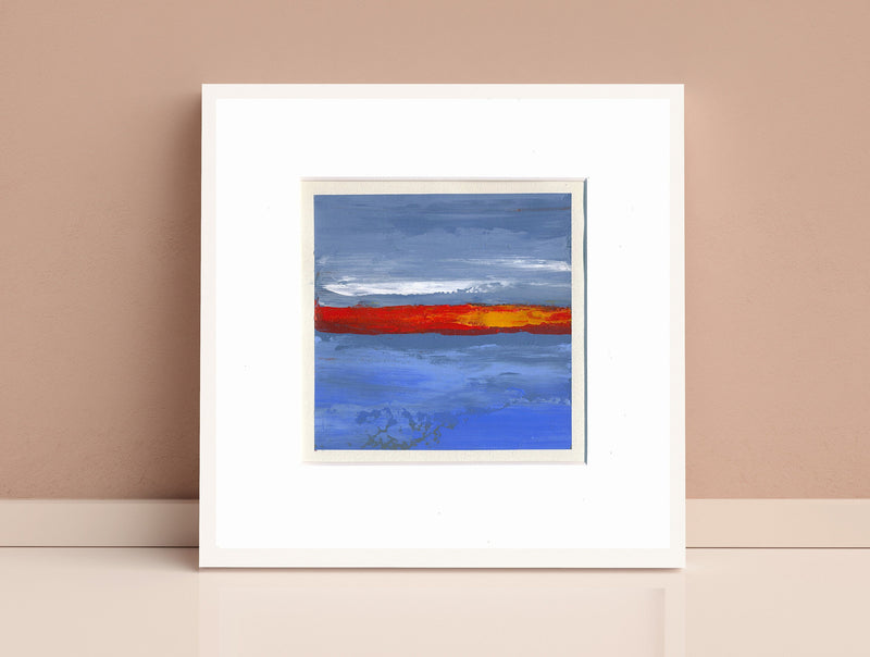 Small Abstract Landscape Acrylic Painting, 5x5 inch Original Art
