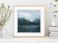 Original Abstract Landscape Acrylic Painting, Monochrome Forest Art, 5.1" x 5.1"