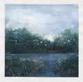 Original Abstract Landscape Acrylic Painting, Monochrome Forest Art, 5.1" x 5.1"