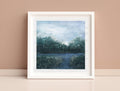 Original Abstract Landscape Acrylic Painting, Monochrome Forest Art, 5.1" x 5.1"