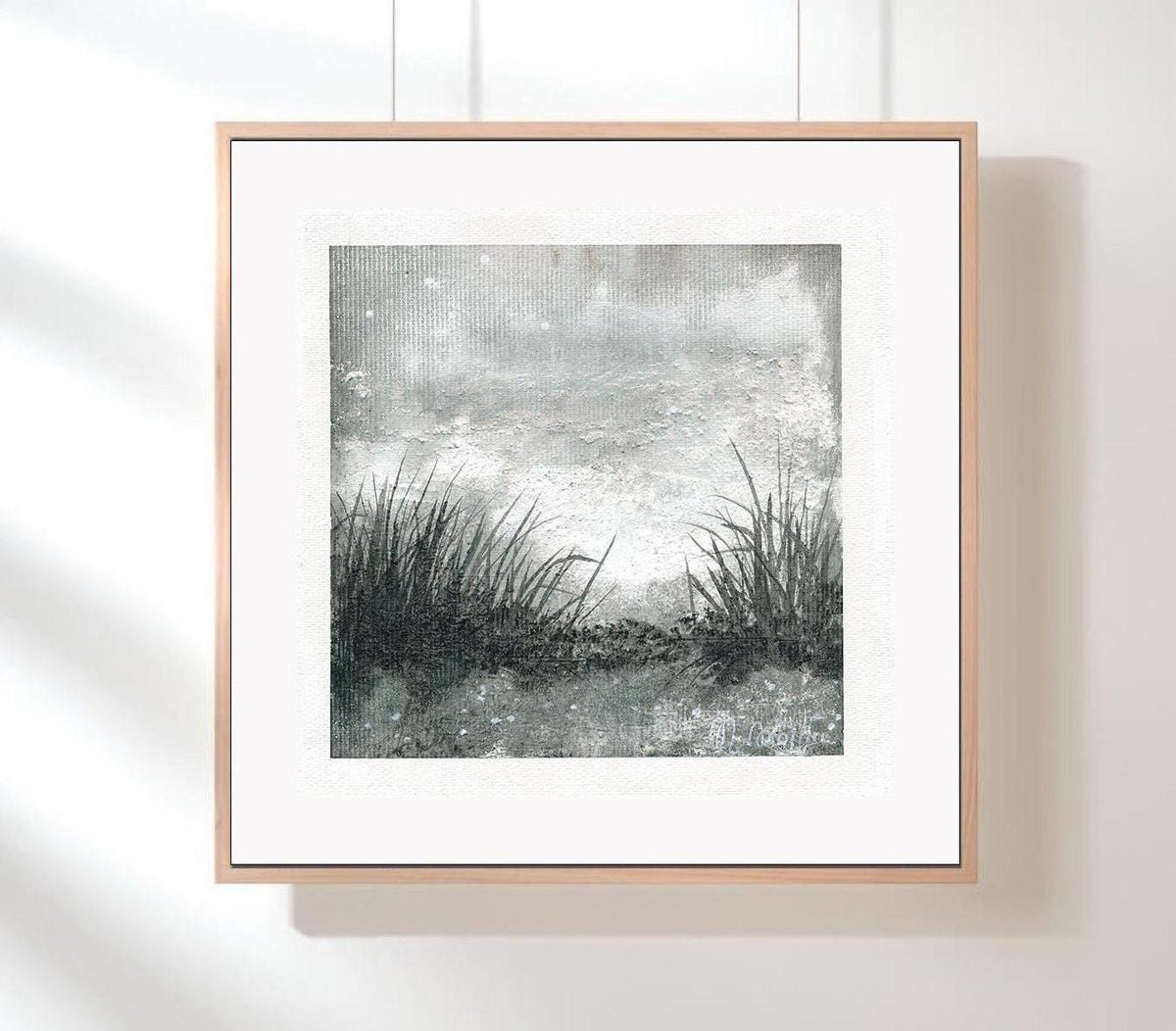 Original Abstract Landscape Acrylic Painting, Monochrome Forest Art