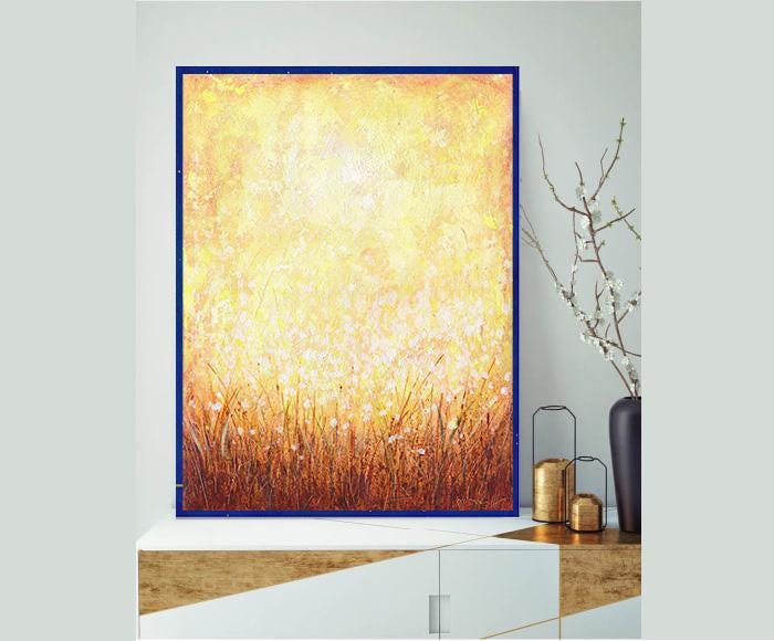 Original Acrylic Abstract Landscape Painting, 11.8” x 15.7”