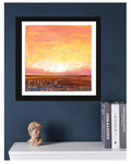 Small Pink Abstract Landscape Painting on Canvas, 5x5 inch Original Art