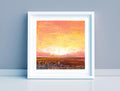 Small Pink Abstract Landscape Painting on Canvas, 5x5 inch Original Art