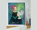 Zwei Frauen Portrait Original Acryl Gemälde von Rita Wolff Original auf Papier
