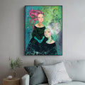 Zwei Frauen Portrait Original Acryl Gemälde von Rita Wolff Original auf Papier