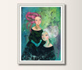 Zwei Frauen Portrait Original Acryl Gemälde von Rita Wolff Original auf Papier