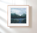 Original Abstract Landscape Acrylic Painting, Monochrome Forest Art, 5.1" x 5.1"