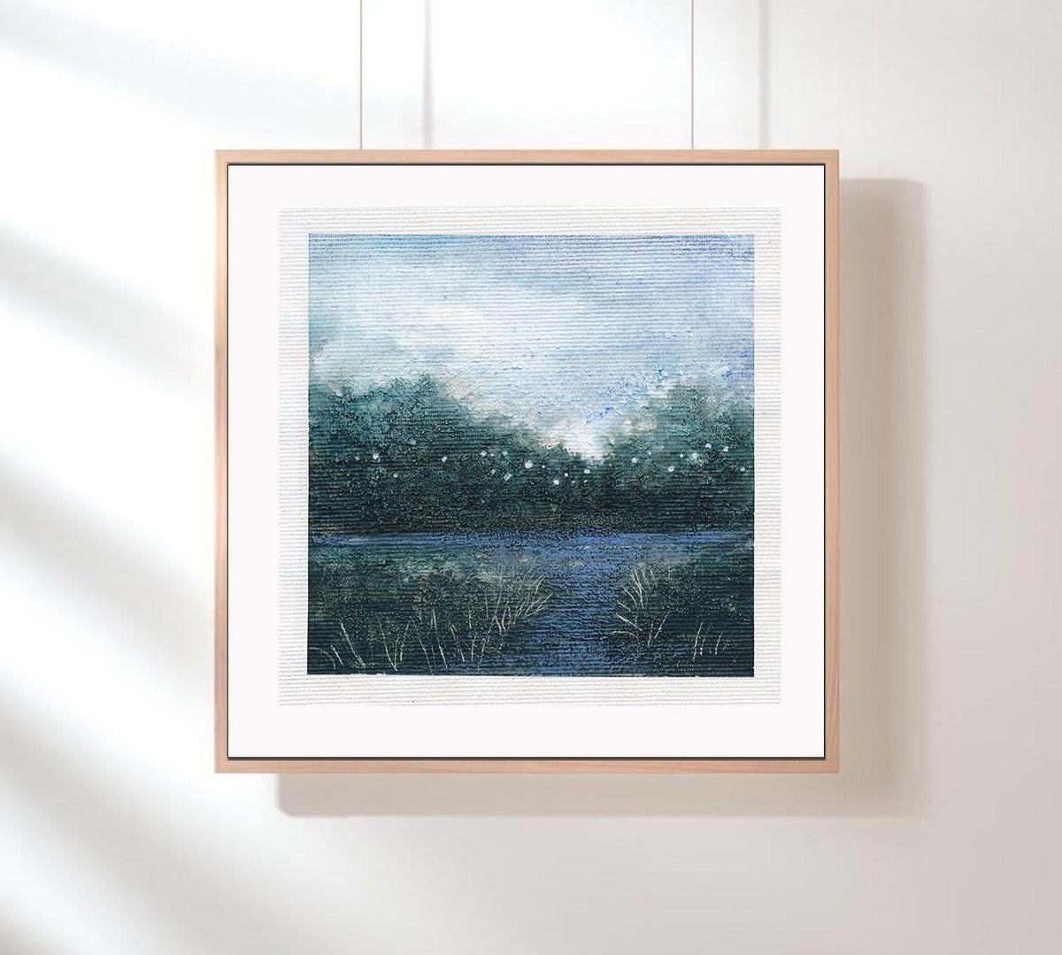 Original Abstract Landscape Acrylic Painting, Monochrome Forest Art, 5.1" x 5.1"