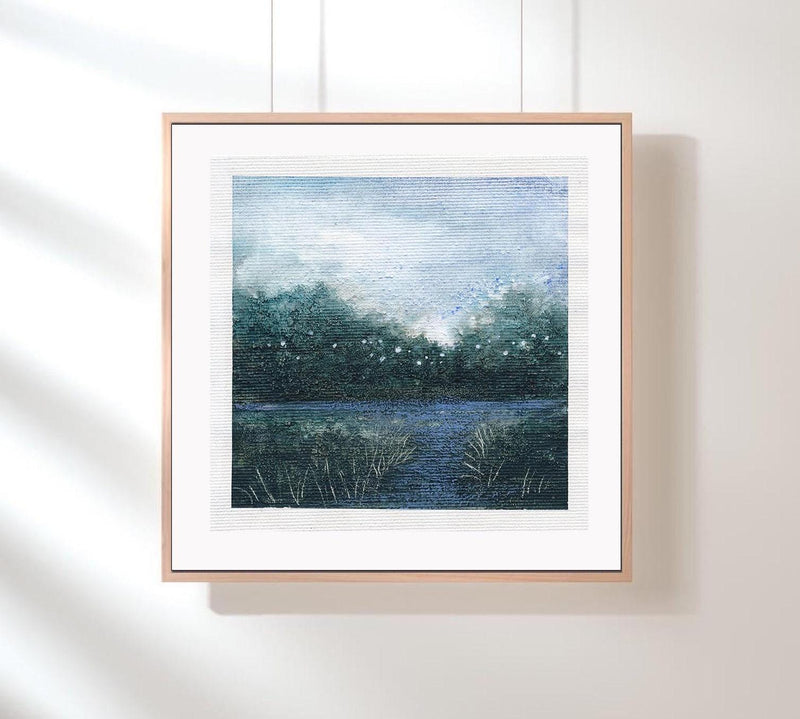 Original Abstract Landscape Acrylic Painting, Monochrome Forest Art, 5.1" x 5.1"
