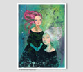Zwei Frauen Portrait Original Acryl Gemälde von Rita Wolff Original auf Papier
