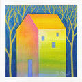 Small Abstract House Acrylic Painting on Canvas (13 x 13 cm)
