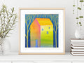 Small Abstract House Acrylic Painting on Canvas (13 x 13 cm)