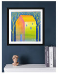Small Abstract House Acrylic Painting on Canvas (13 x 13 cm)