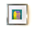 Small House Acrylic Painting on Canvas: Abstract Landscape Art (5.1" x 5.1")