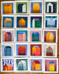 Small House Acrylic Painting on Canvas: Abstract Landscape Art (5.1" x 5.1")