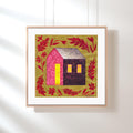 Original Acrylic House Painting, Small Abstract Landscape Art (7.5x7.5 in)