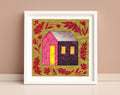 Original Acrylic House Painting, Small Abstract Landscape Art (7.5x7.5 in)