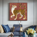 Tiger Acryl auf Leinwand  Malerei Original Kunst 50 x 50cm, Wandkunst  Kunst Original Acrylbild Kunstwerk Bunte Malerei