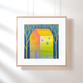 Small Abstract House Acrylic Painting on Canvas (13 x 13 cm)