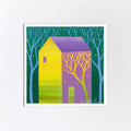 Small House Acrylic Painting on Canvas: Abstract Landscape Art (5.1" x 5.1")