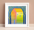 Small Abstract House Acrylic Painting on Canvas (13 x 13 cm)