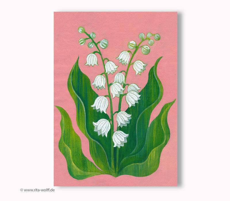 Maiglöckchen Druck Poster Fine Art Print Blume A4 Kunstposter Malerei  Wohndekoration
