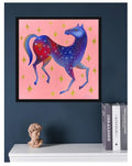 Pferd rosa Original Gemälde Acryl auf Leinwand  Malerei Original Kunst 50 x 50cm, Wandkunst  Original Acrylbild Tierbild Bunte Malerei