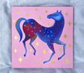 Pferd rosa Original Gemälde Acryl auf Leinwand  Malerei Original Kunst 50 x 50cm, Wandkunst  Original Acrylbild Tierbild Bunte Malerei
