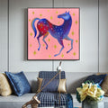 Pferd rosa Original Gemälde Acryl auf Leinwand  Malerei Original Kunst 50 x 50cm, Wandkunst  Original Acrylbild Tierbild Bunte Malerei