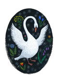 Schwan Kunstprint A4 – Folk Art Illustration - Swan Art Print Tierposter Wanddeko Wohnzimmer Geschenk für Naturliebhaber Gotische Wohnkultur