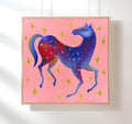 Pferd rosa Original Gemälde Acryl auf Leinwand  Malerei Original Kunst 50 x 50cm, Wandkunst  Original Acrylbild Tierbild Bunte Malerei
