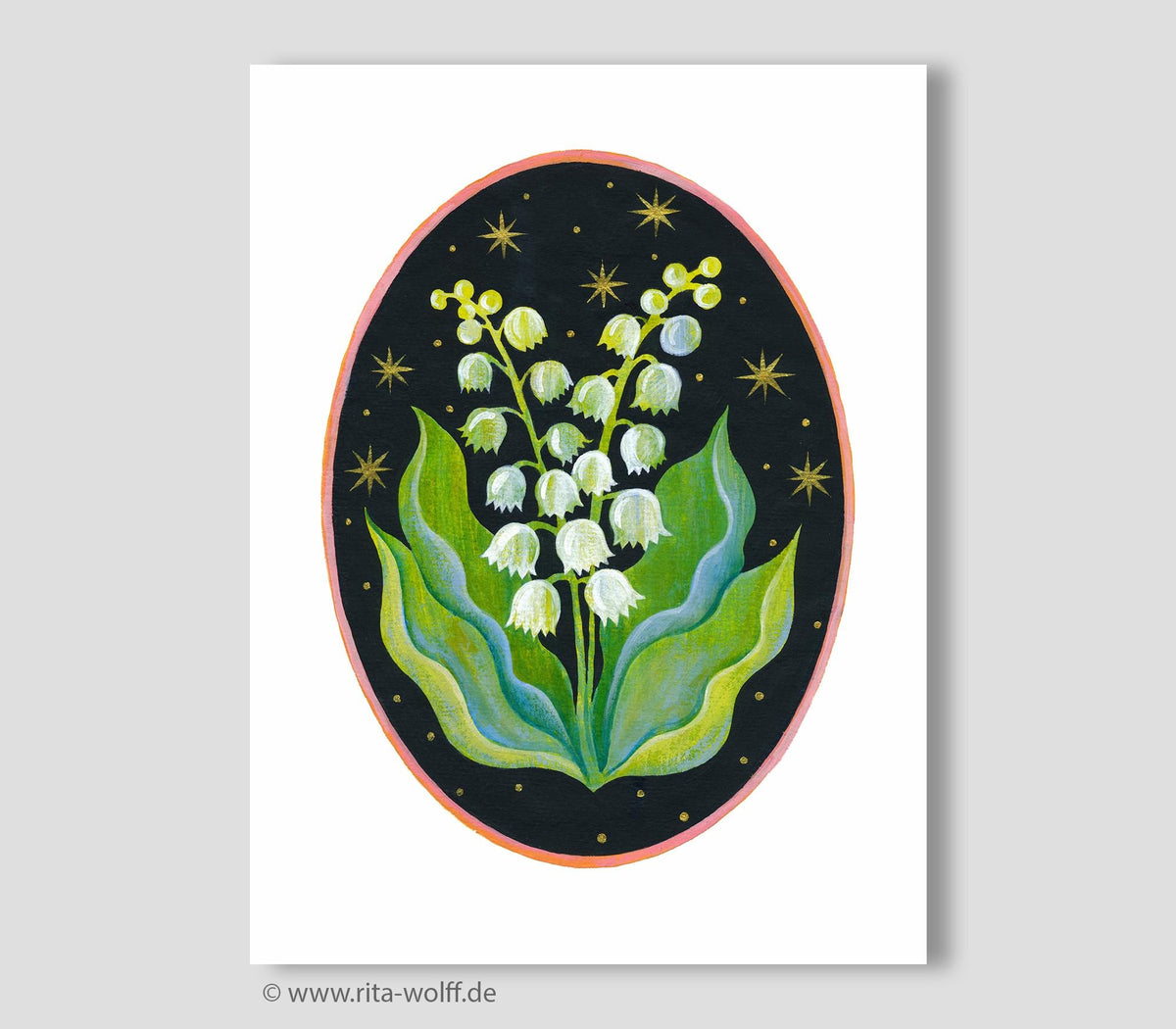 Maiglöckchen Druck Poster Fine Art Print Blume A4 Kunstposter Malerei  Wohndekoration
