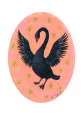 Schwan Kunstprint A4 – Folk Art Illustration - Swan Art Print Tierposter Wanddeko Wohnzimmer Geschenk für Naturliebhaber Gotische Wohnkultur