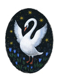 Schwan Kunstprint A4 – Folk Art Illustration - Swan Art Print Tierposter Wanddeko Wohnzimmer Geschenk für Naturliebhaber Gotische Wohnkultur