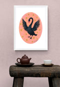 Schwan Kunstprint A4 – Folk Art Illustration - Swan Art Print Tierposter Wanddeko Wohnzimmer Geschenk für Naturliebhaber Gotische Wohnkultur