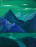 Abstract Mountains Painting, Original Acrylic Landscape Wall Art, 12x16