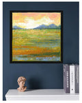 Small Abstract Landscape Painting on Canvas, Modern Wall Art 20x20cm. (8x8in)