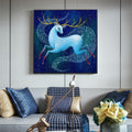 Der leuchtende Hirsch, Gemälde Acryl auf Leinwand  Malerei Original Kunst 50 x 50cm, Wandkunst  Original Acrylbild Tierbild Bunte Malerei