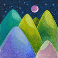 Original Mountain Acrylic Painting, Abstract Landscape Art (5.1"x5.1")
