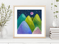 Original Mountain Acrylic Painting, Abstract Landscape Art (5.1"x5.1")