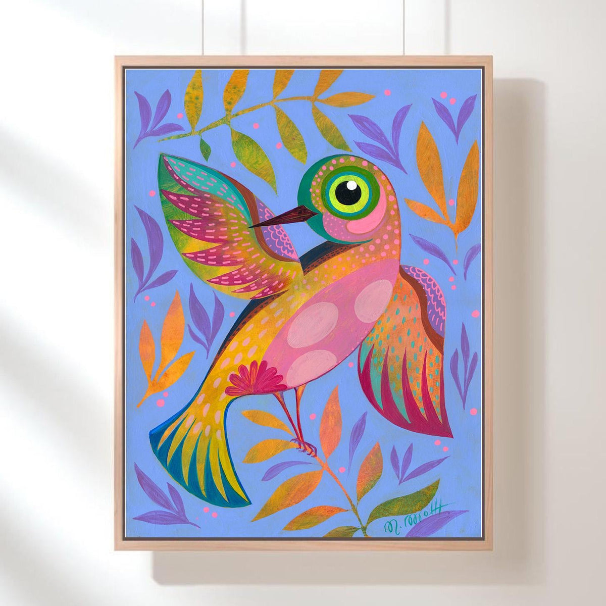 Kolibri Vögel  Original Kunst Tier Kunstwerk Kolibri Acryl Originalgemälde 30x 40cm  Wand Kunst Dekor Kunst Bunte Vogel